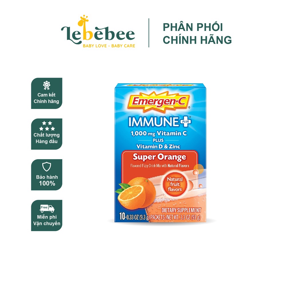 Bột hòa tan C tăng đề kháng Emergen-C Immune Plus Vitamin C,D & Zinc