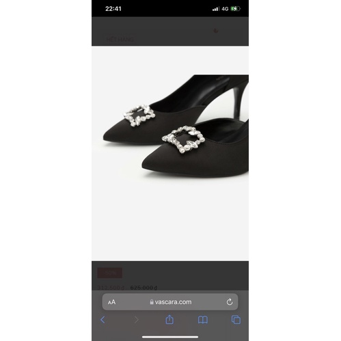 Giày Cao Gót Vascara size 39 D Orsay Đính Đá - BMN 0317 - Màu Đen