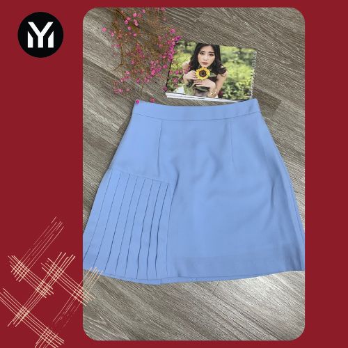 Váy Mini Dập Ly Thân Trước, Thiết Kế Dáng A, Phong Cách Hàn Quốc, Thời Trang, Trẻ Trung, Cá Tính