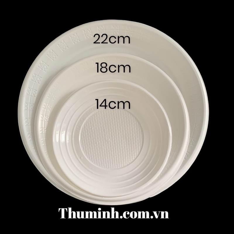 Combo 50 Dĩa Nhựa Dùng 1 Lần Có 3 Size