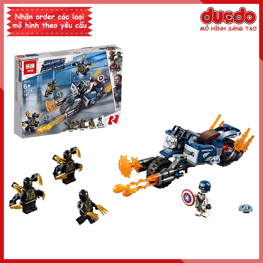 LEPIN 07119 Captain America tiêu diệt Outriders End Game - Đồ chơi Xếp hình Lắp ghép Mô hình Mini Iron Man EndGame 76123