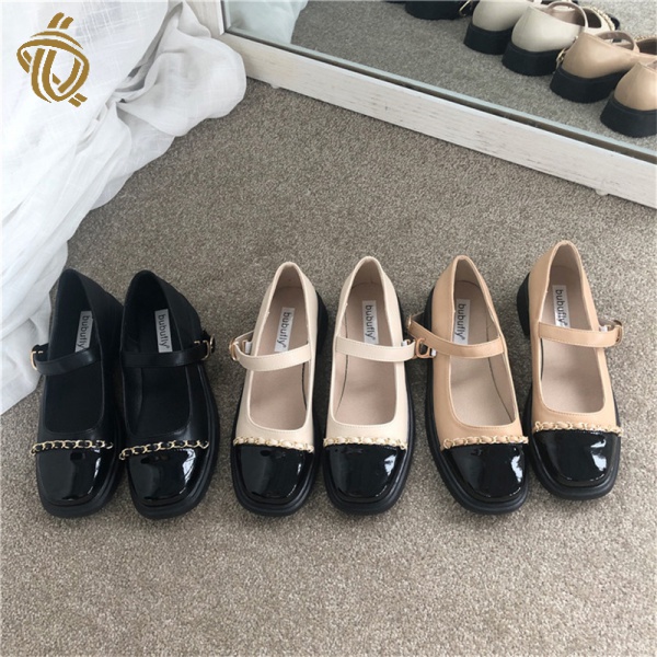 Giày Da Mary Jane Phong Cách Anh Quốc 2021 Mới