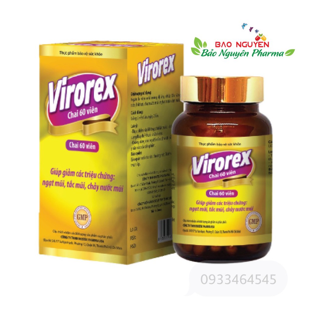 Viên uống VIROREX giảm viêm mũi dị ứng, ngạt mũi, tắc mũi, chảy nước mũi viêm xoang