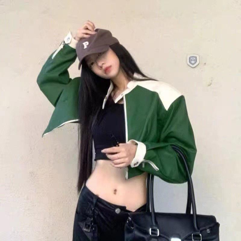 Áo Khoác Da Dáng Ngắn Phong Cách Harajuku Thời Trang Mùa Thu 2022 Cho Nữ