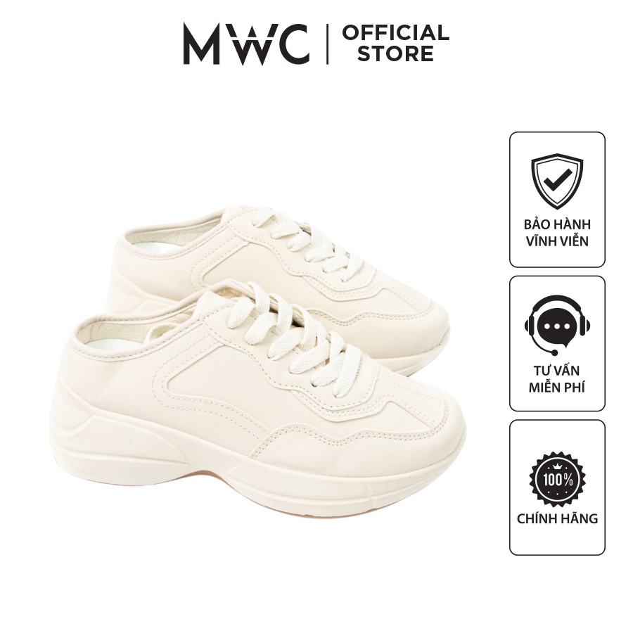 Giày MWC 0419 - Giày Sục Thể Thao Nữ, Sneaker Da Đế Độn Tôn Dáng, Kiểu Dáng Trending