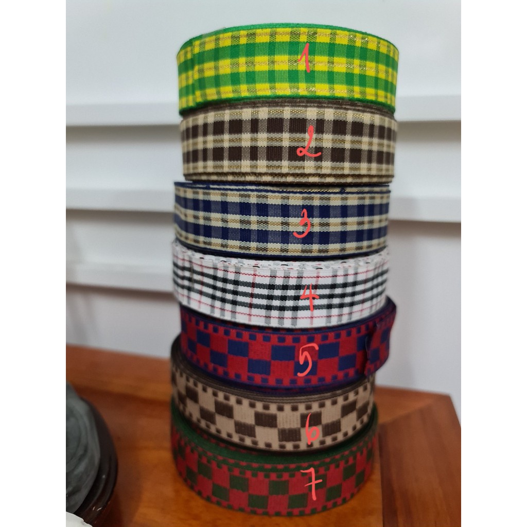 Dây ruy băng caro và sọc nhiều màu 1.5cm , 2cm và 3 cm