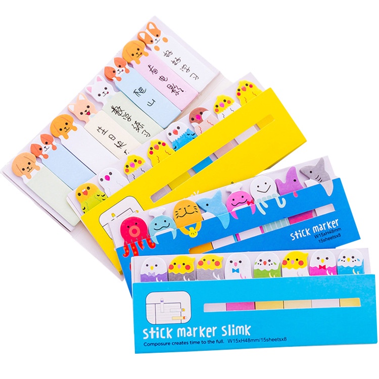 Giấy Note Đánh dấu trang hình thú đứng - Sticker