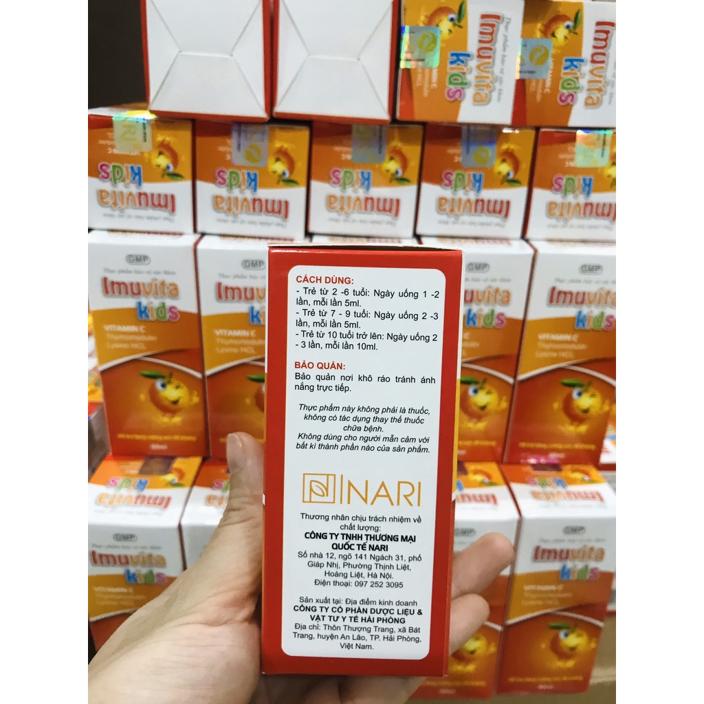 Siro ăn ngon cho bé biếng ăn táo bón chậm hấp thu tăng sức đề kháng Imuvita Kids chính hãng Nari hộp 60 ml