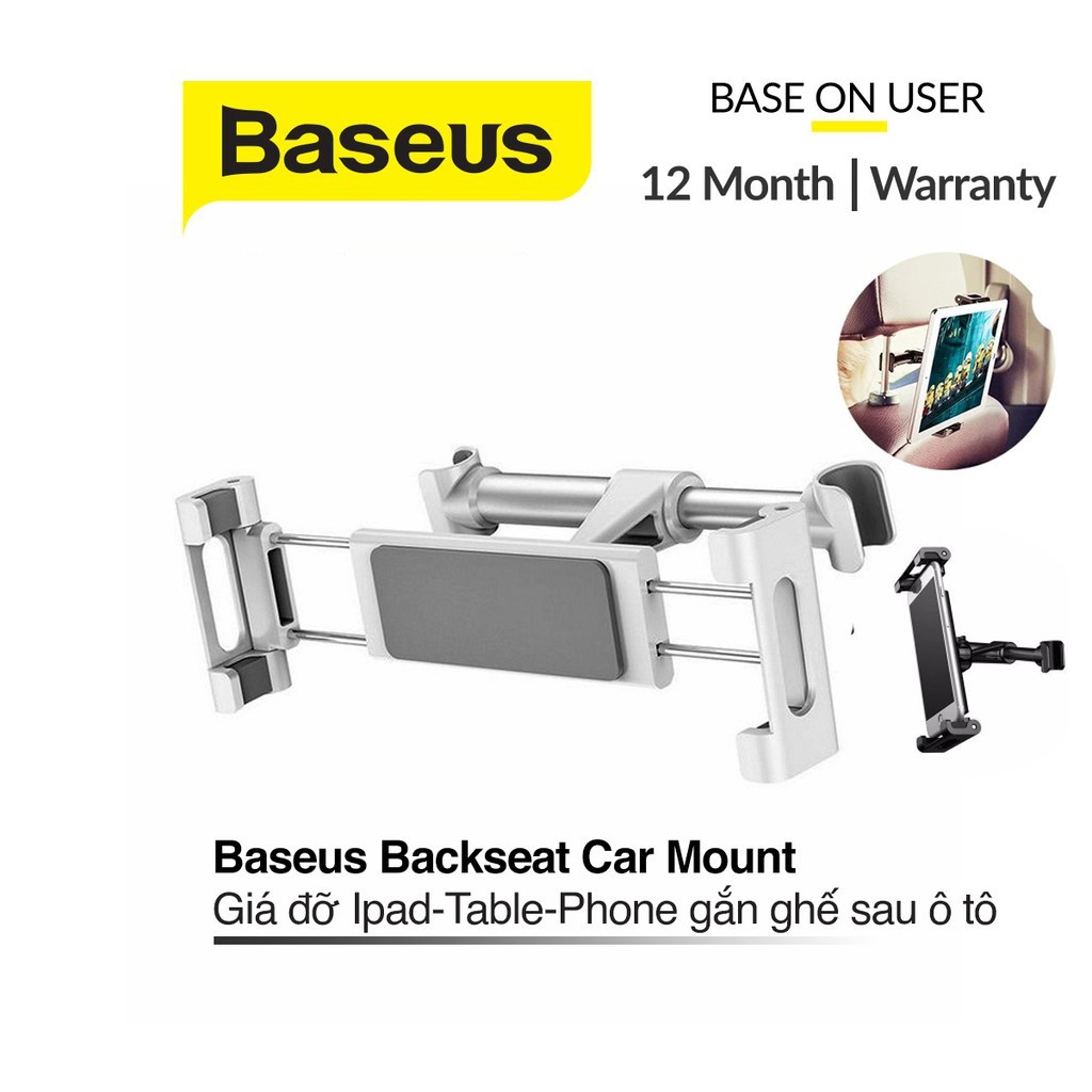 Gía đỡ điện thoại Baseus Car Mount LV236 gắn ghế sau ô tô xoay 360 độ, điều chỉnh góc nhìn dễ dàng