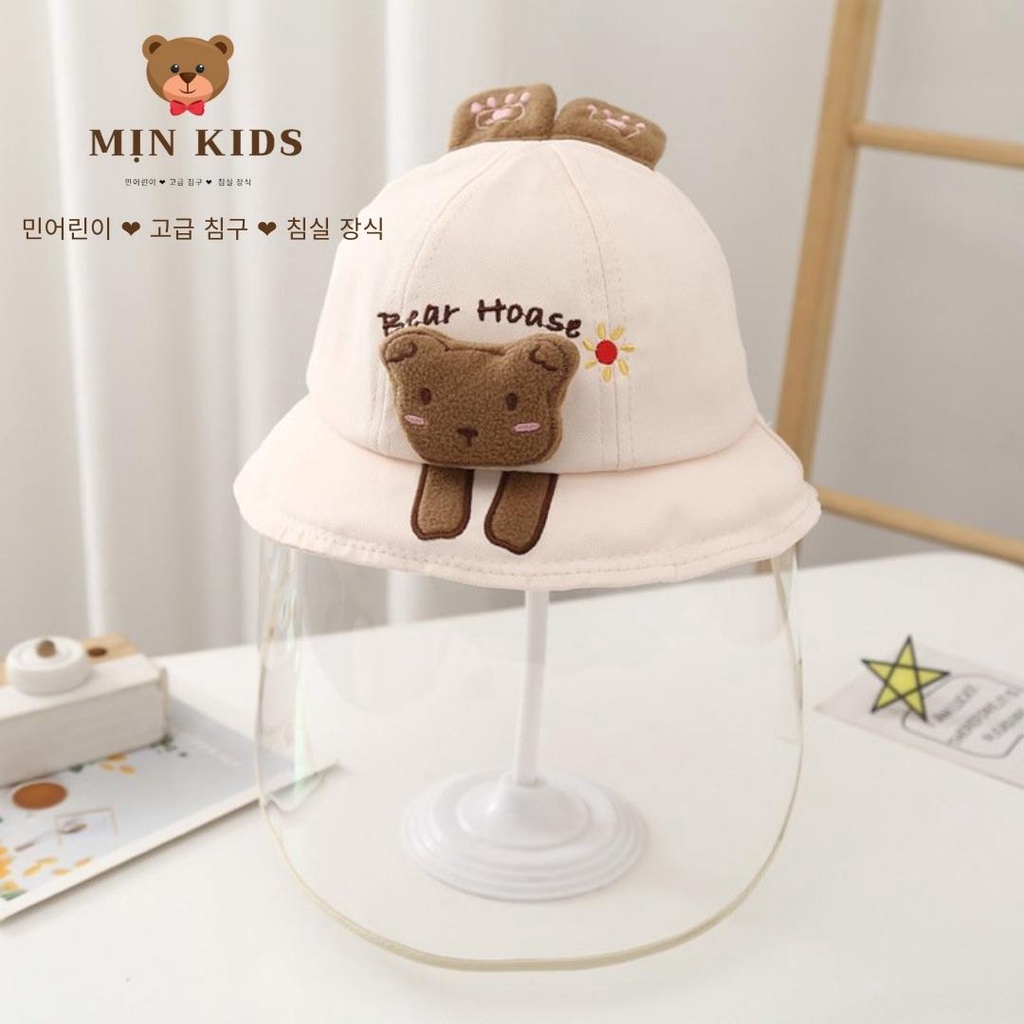 Mũ chống giọt bắn cho bé, chống dịch, chống nắng, Mũ MỊN KIDS sử dụng tấm chắn có thể tháo dời tiện lợi
