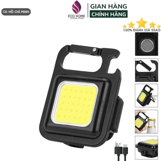 Đèn led mini cob móc khóa siêu sáng đa năng, dụng cụ mở lắp bia, sạc usb tiện dụng, bảo hành 12 tháng
