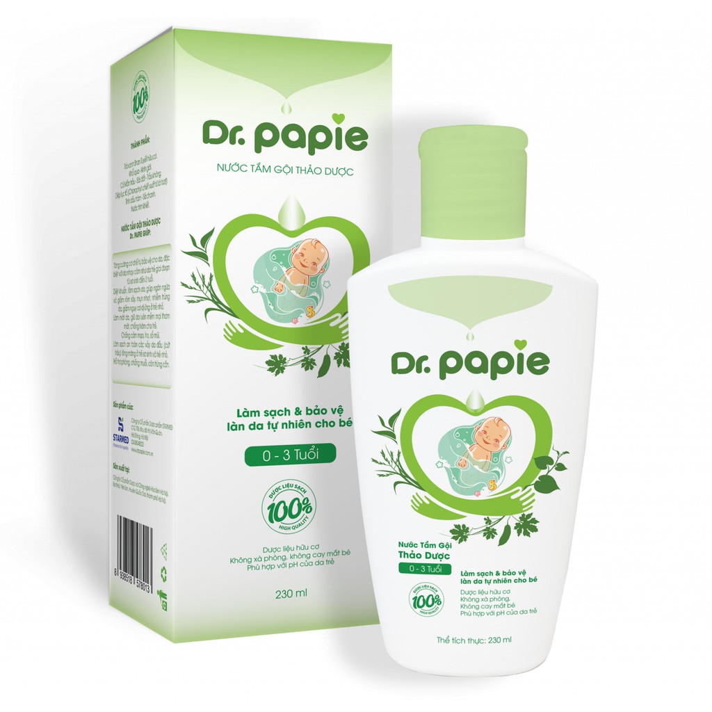 Nước tắm gội thảo dược Dr.Papie 230ml