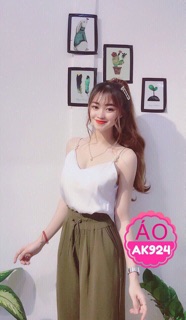 áo lụa 2 dây đính ngọc (ảnh chụp thật)