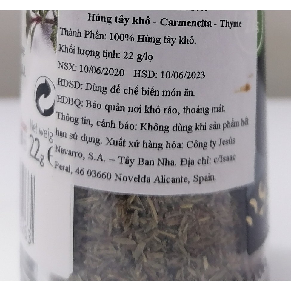 [22g – Thyme] Húng tây khô [Spain] CARMENCITA (cff-hk)