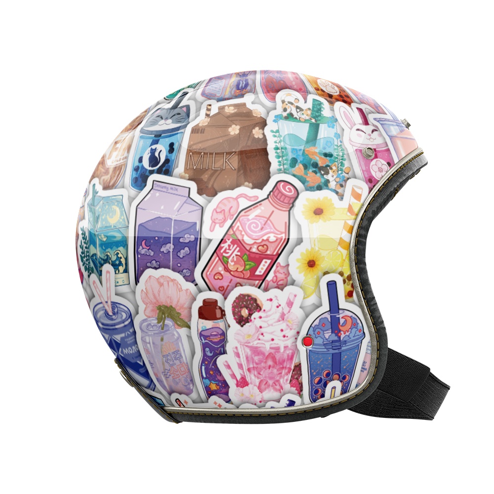 Set 50 cái Sticker Đồ Uống cute dán mũ bảo hiểm, hình dán các loại đồ uống chống nước, decal hình các loại nước uống