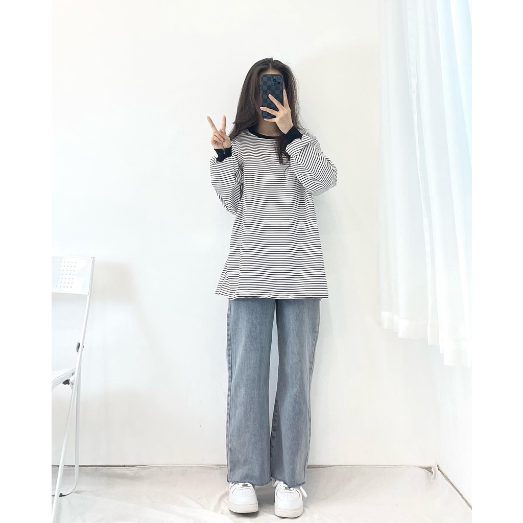 (FREESHIP) áo thun dài tay kẻ sọc nhỏ miho.house