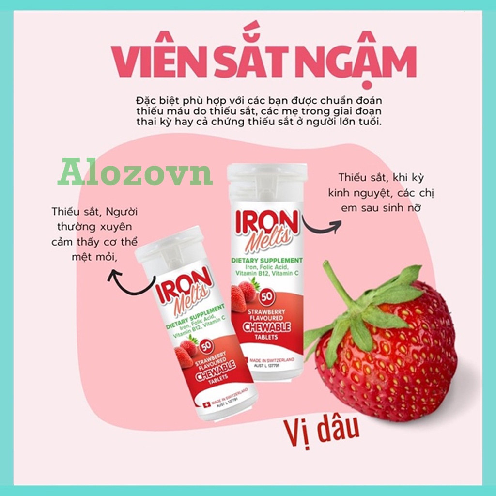 Iron Melts - Viên Bổ Sung Sắt, Acid Folic, Vitamin B12 Và Vitamin C