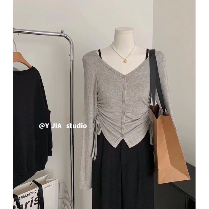 ( Ảnh thật ) 2260 set áo cardigan dây rút và áo dây