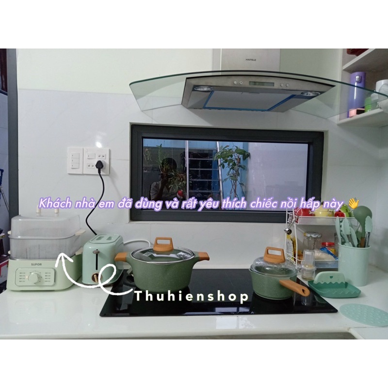 HÀNG SẴN / Nồi hấp điện màu xanh khay inox SUPOR / Bảo hành uy tín