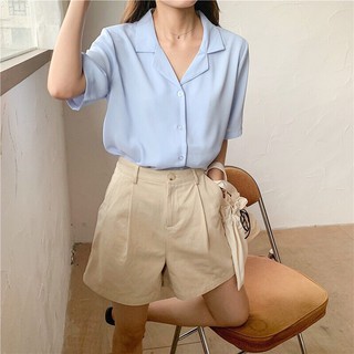 Áo sơ mi cộc cổ V