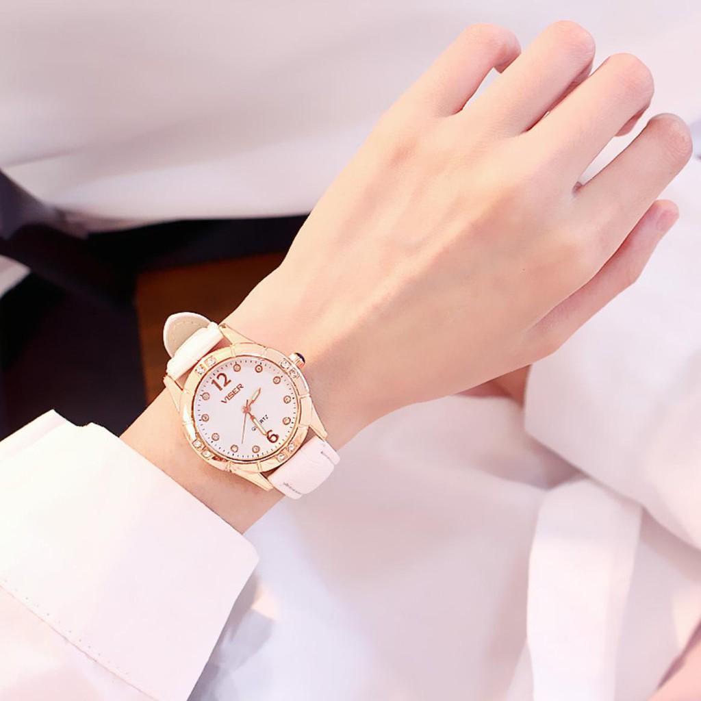 [Mã FAMAYFA2 giảm 10K đơn 50K] DHD222 ĐỒNG HỒ NỮ DÂY DA VISER Q9 MẶT ĐÍNH NGỌC CỰC ĐẸP THỜI TRANG | BigBuy360 - bigbuy360.vn