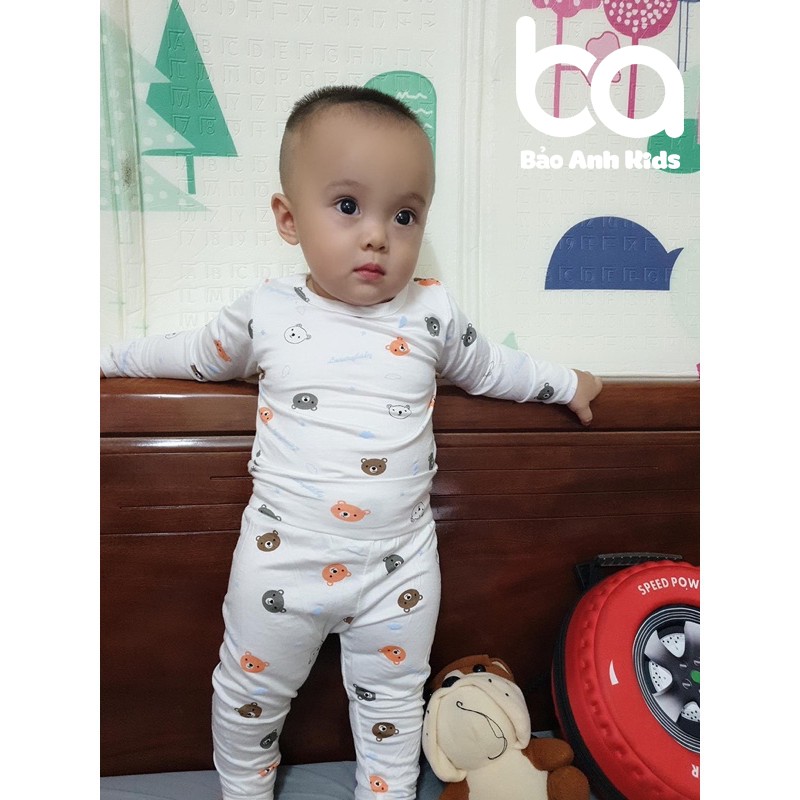 Bộ Dài Tay Cho Bé Trai Bé Gái Chất Thun Lạnh Mịn Mát Co Giãn Tốt Họa Tiết Gấu Panda Dễ Thương, Bộ Thu Đông Cho Bé -BDLC1