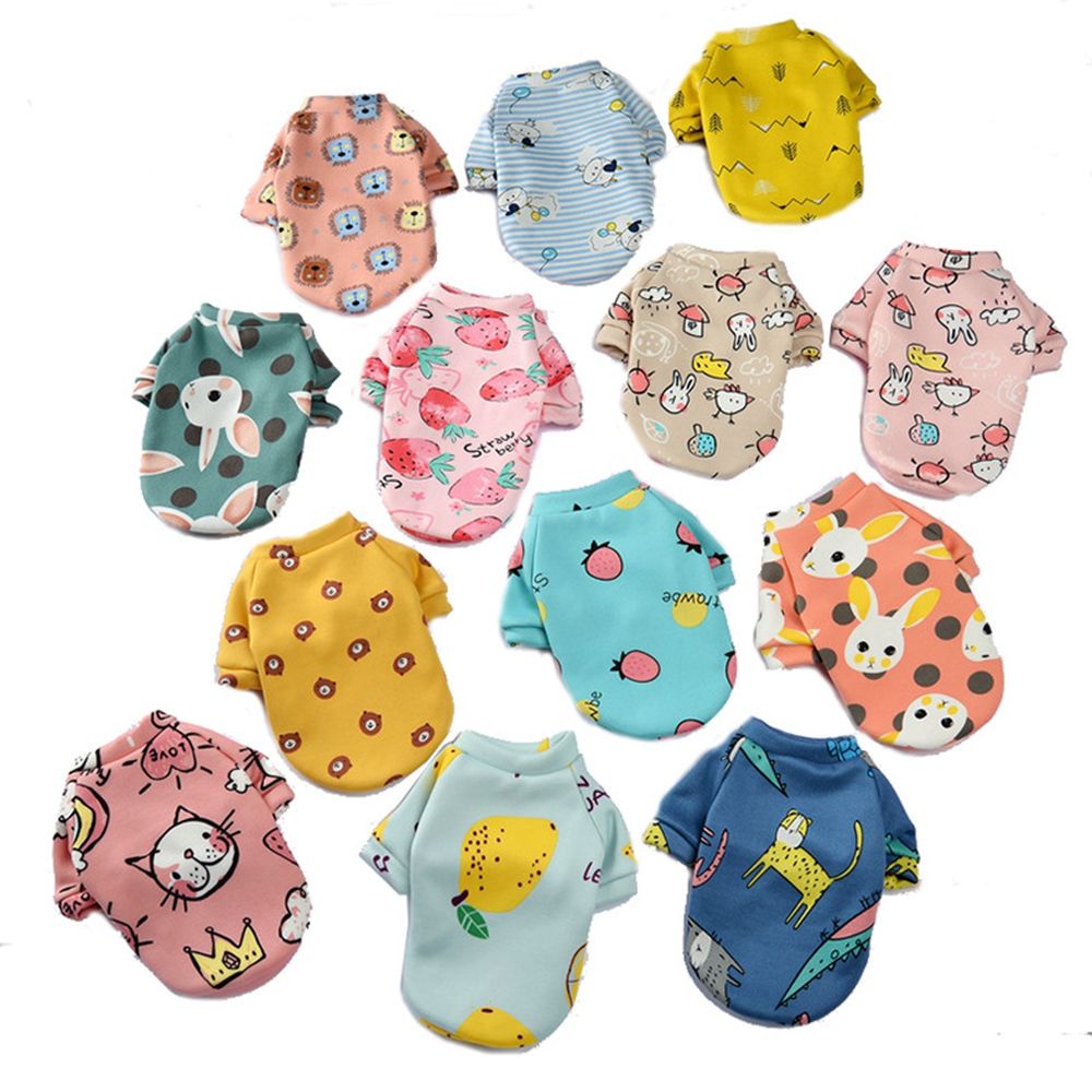 Áo chui đầu mềm mại in họa tiết nhỏ xinh xắn giữ ấm cho mèo cưng/ cún Chihuahua/ Bull Pháp