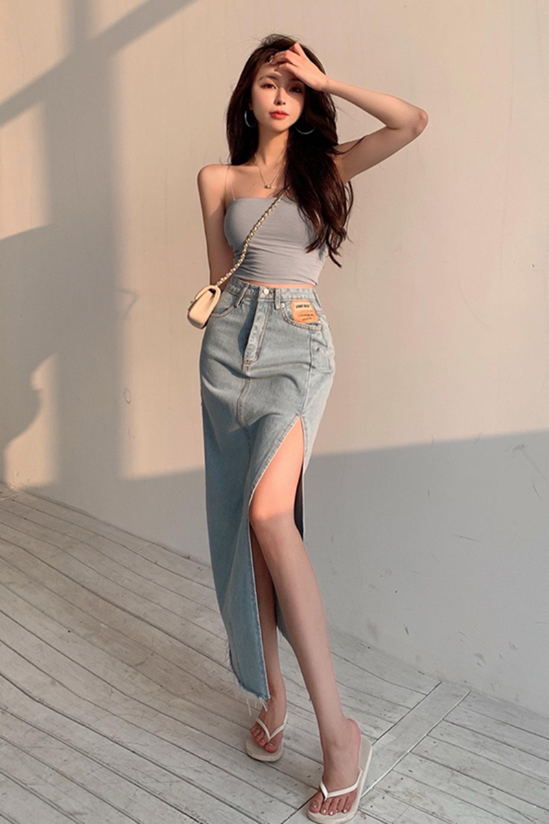 chân váy jean Dài Thời Trang Retro Cho Nữ 2021 | BigBuy360 - bigbuy360.vn