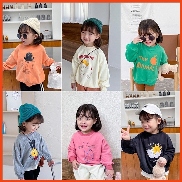 Áo nỉ cho bé, Áo nỉ Hoddie Ambb Kids Quảng Châu cho bé gái/ trai - kèm clip, ảnh thật