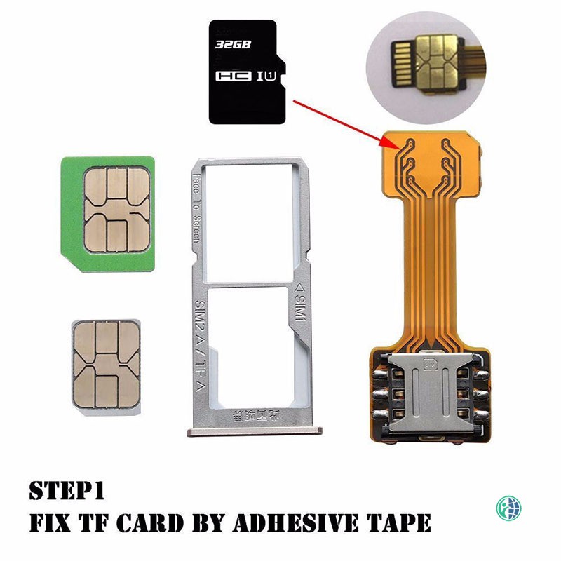 Ready Stock Card Extender Dual SIM Adapter Extension Cable Slot Durable For Mobile Phone Android @vn