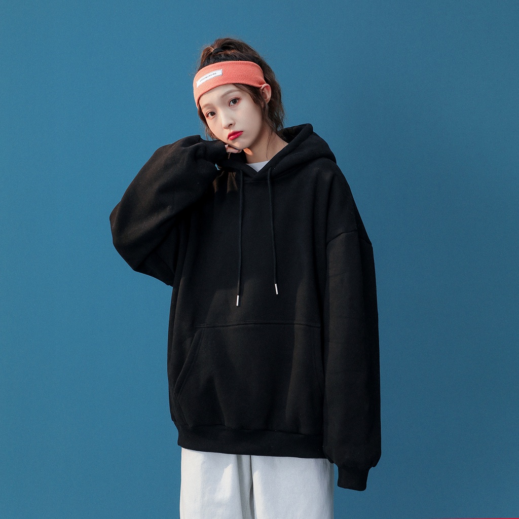 Áo hoodie IFNICEFUTURE tay dài dáng rộng màu trơn đa năng thời trang mùa thu S-3XL