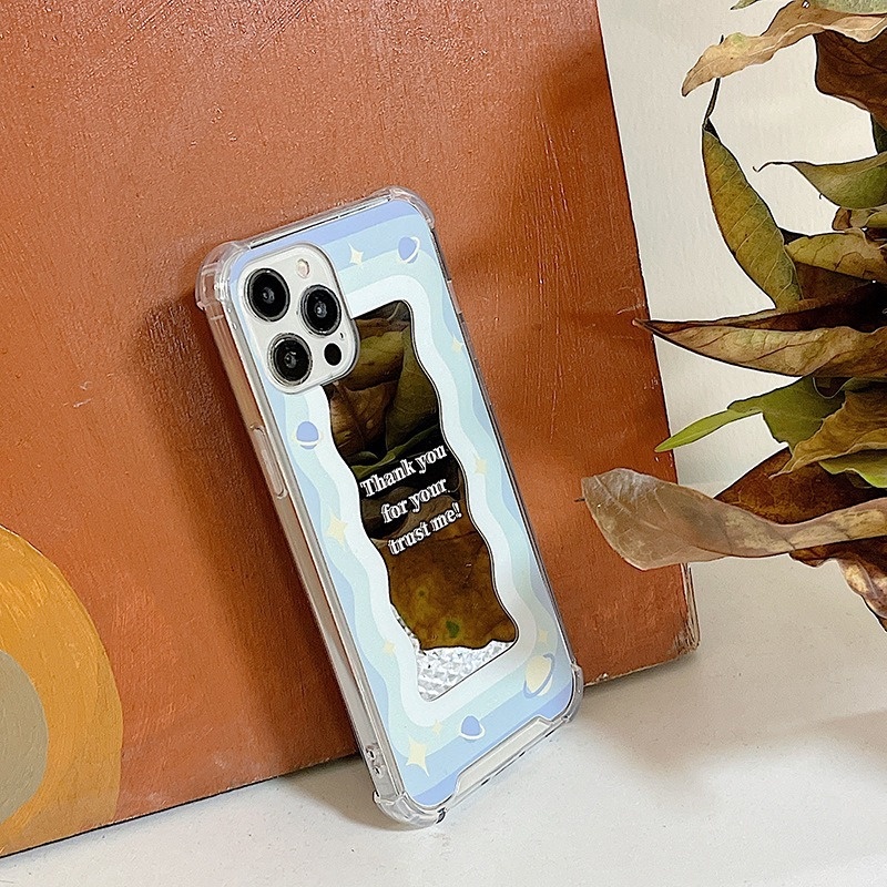 Ốp Điện Thoại Tráng Gương Hình Hành Tinh Màu Xanh Dương Cho Iphone 14promax 13mini 11 12pro 678Plus xsmax xr