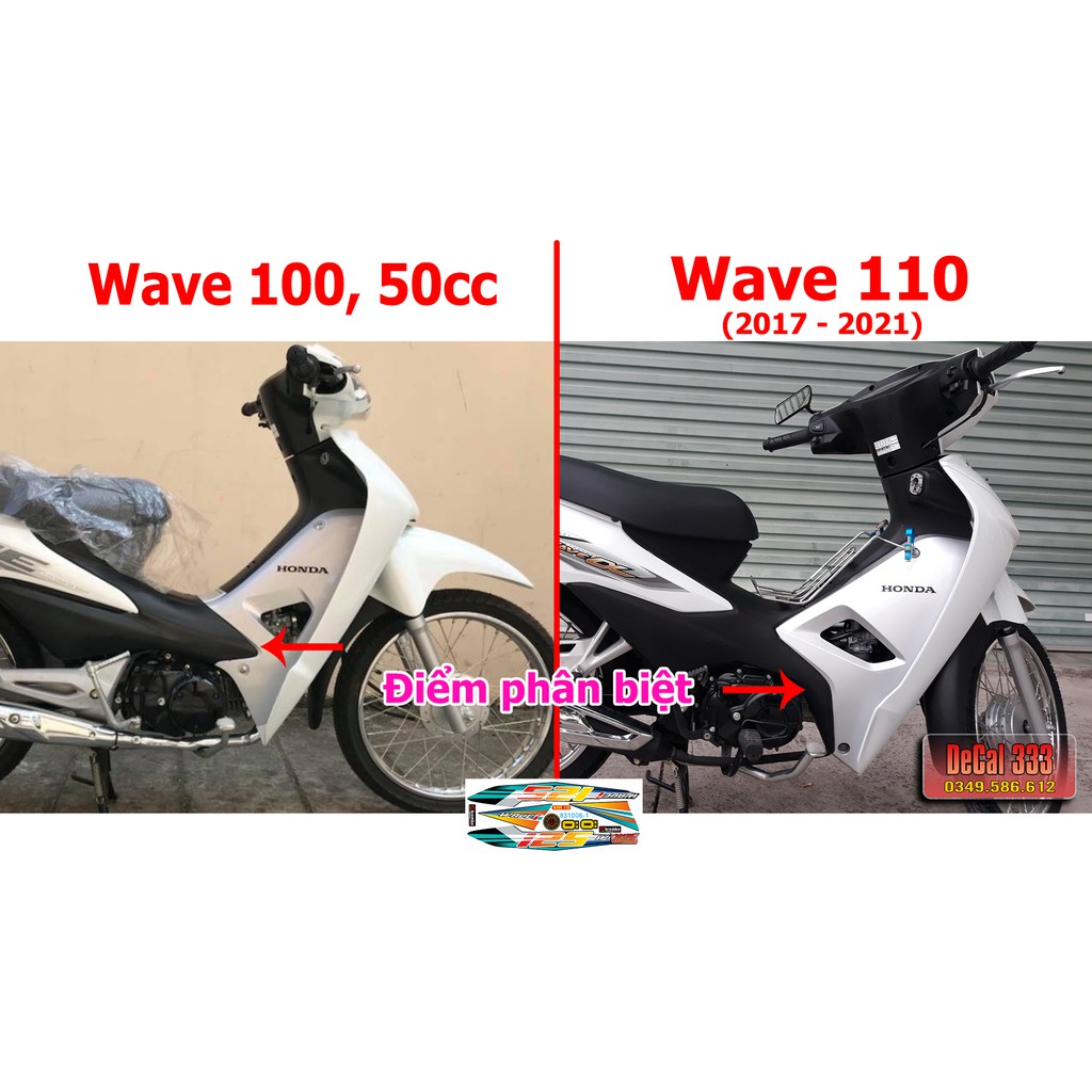 Tem Rời WAVE ALPHA 110 - mẫu wave 125i - XANH LỤC ĐỎ VÀNG đen 831006 (Tem 3 Lớp Chống Phai Màu)