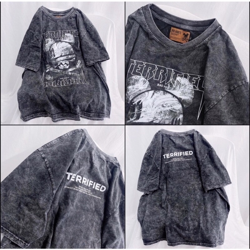 Áo Thun Tay Lỡ Unisex WASH Xám TERRI 🖤/Nam nữ unisex/