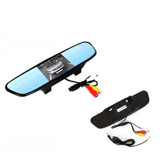 Màn hình gương chiếu hậu ô tô 5 inch LCD hiển thị camera tiến, lùi, cập lề