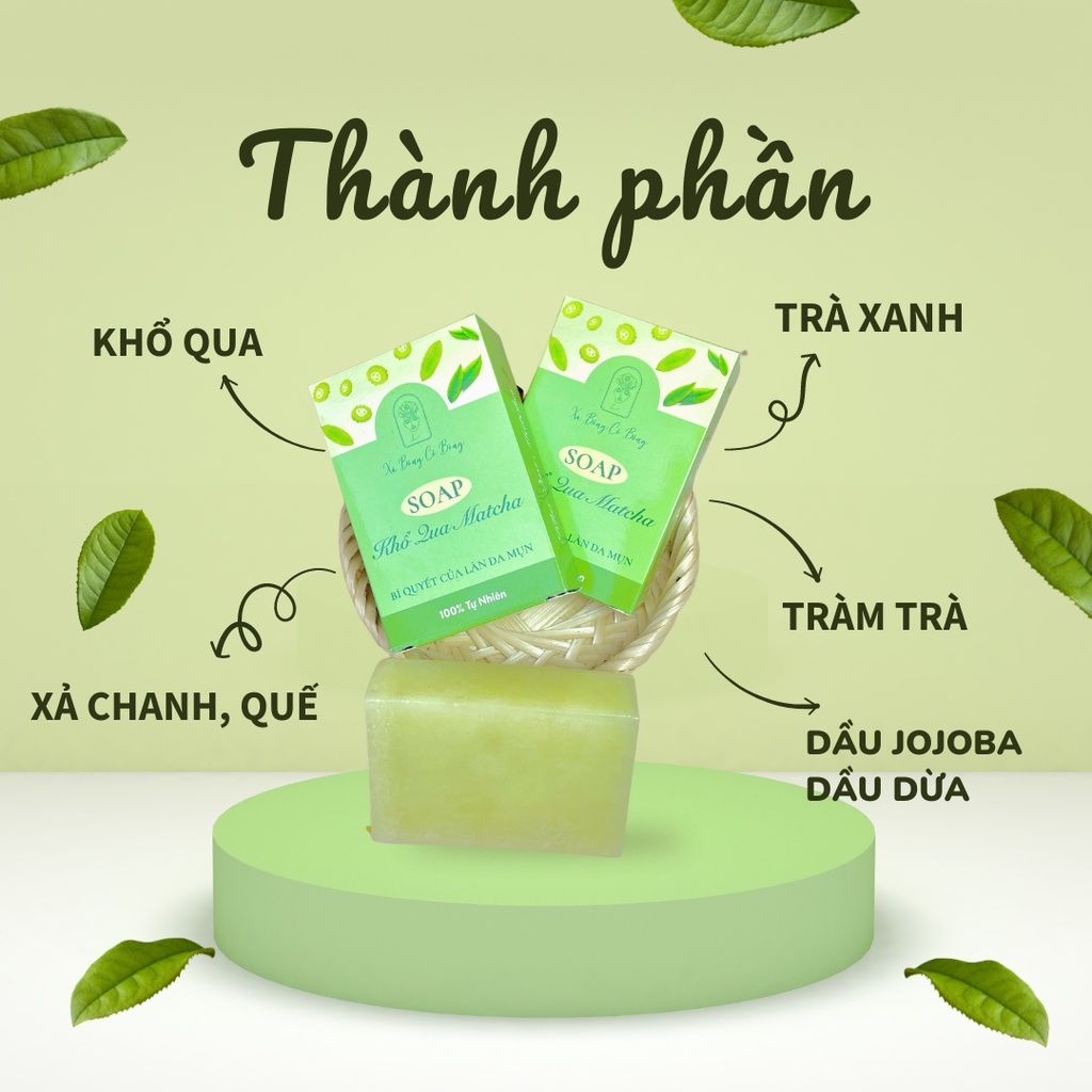 [Handmade] Xà bông thiên nhiên Khổ qua matcha hỗ trợ giảm mụn lưng mụn cơ thể dành cho body