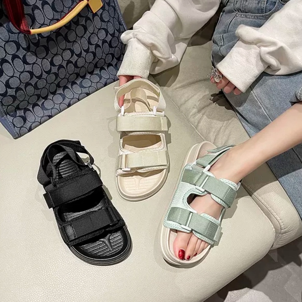 Giày Sandal nam nữ SUXIX23 mới - Giày sandal đế bệt chất lượng cao - quai sau tháo rời