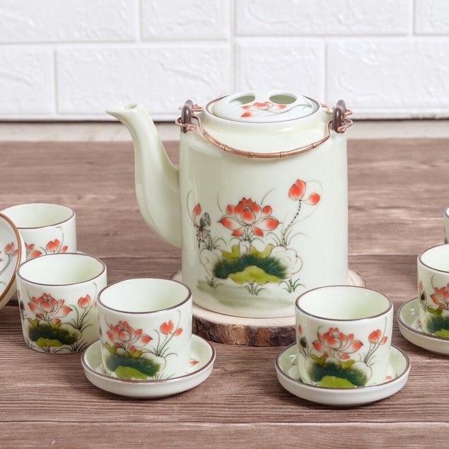 15 Bộ Ấm Tích Pha Trà , Hãm Chè Xanh 1,5Lit Vẽ Tay Gốm Sứ Bát Tràng
