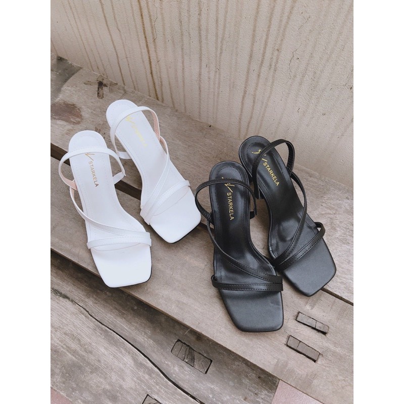 Sandal Nữ Cao Gót  &amp;  Quai Mảnh Chéo Mũi Vuông Gót Nhọn Cao 5cm Hàn Quốc Đẹp Giày Chính Hãng Cao Cấp