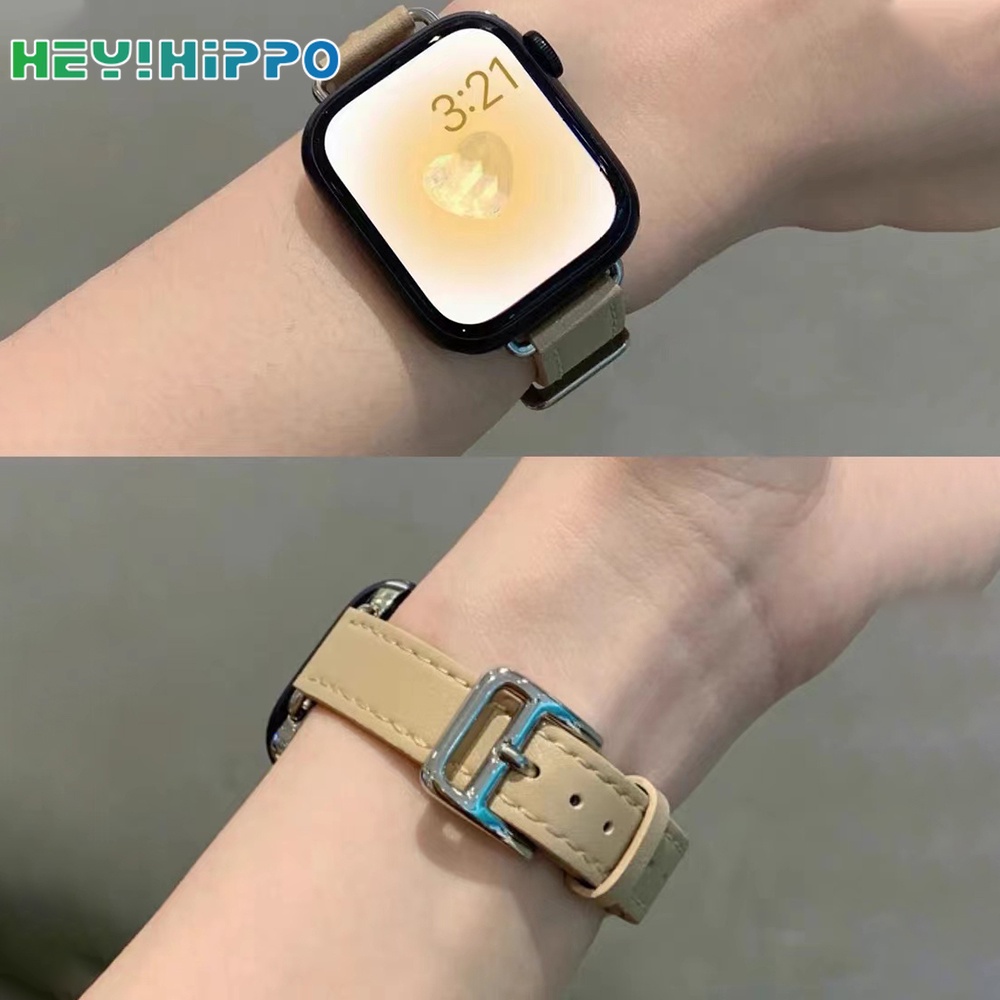 Dây Đeo Bằng Da PU Màu Sáng Cho Đồng Hồ Thông Minh iwatch 45 / 44 / 42 / 41 / 40 / 38mm 7 / 6 / SE / 5 / 4