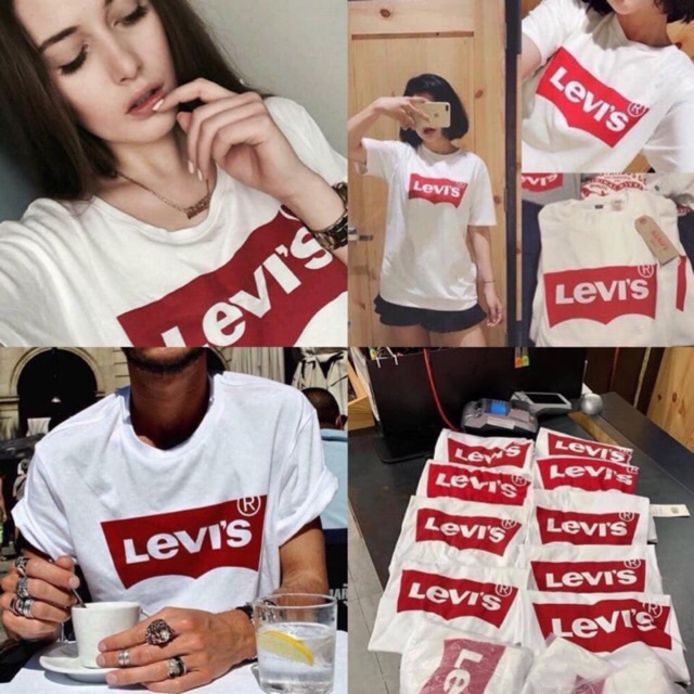 ÁO LEVI'S CHỮ TRẮNG NỀN ĐỎ CHÍNH HÃNG
