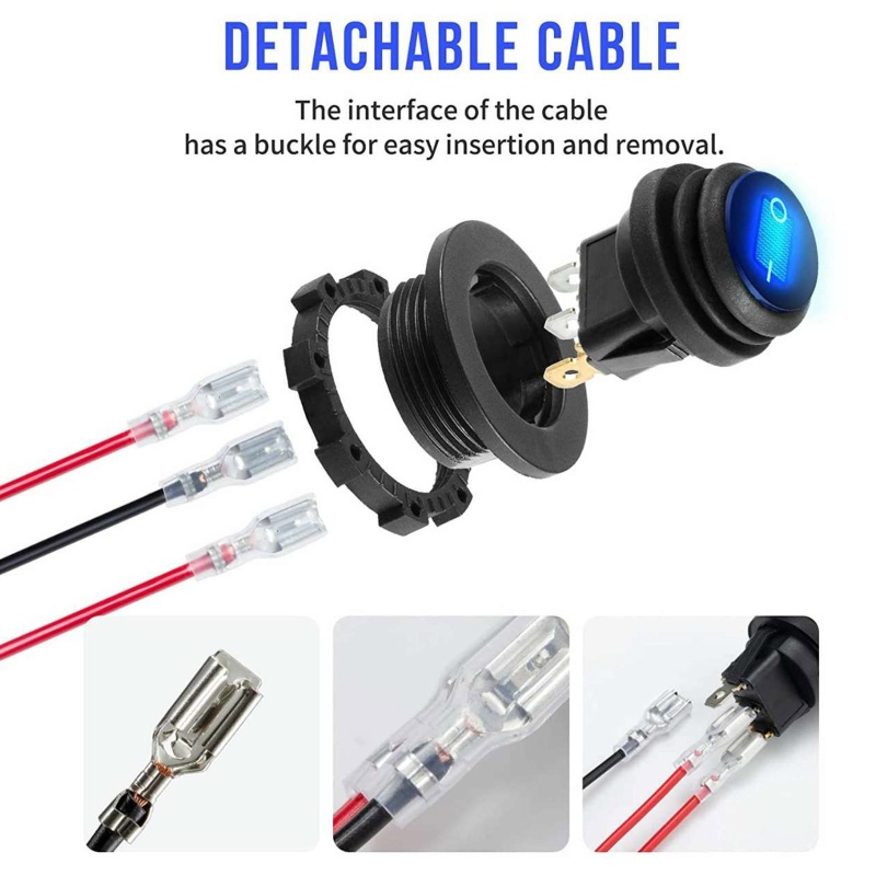 Công Tắc Bật / Tắt Hình Tròn Nhỏ 3 Chấu Chuyên Dụng Cho Tàu Thuyền