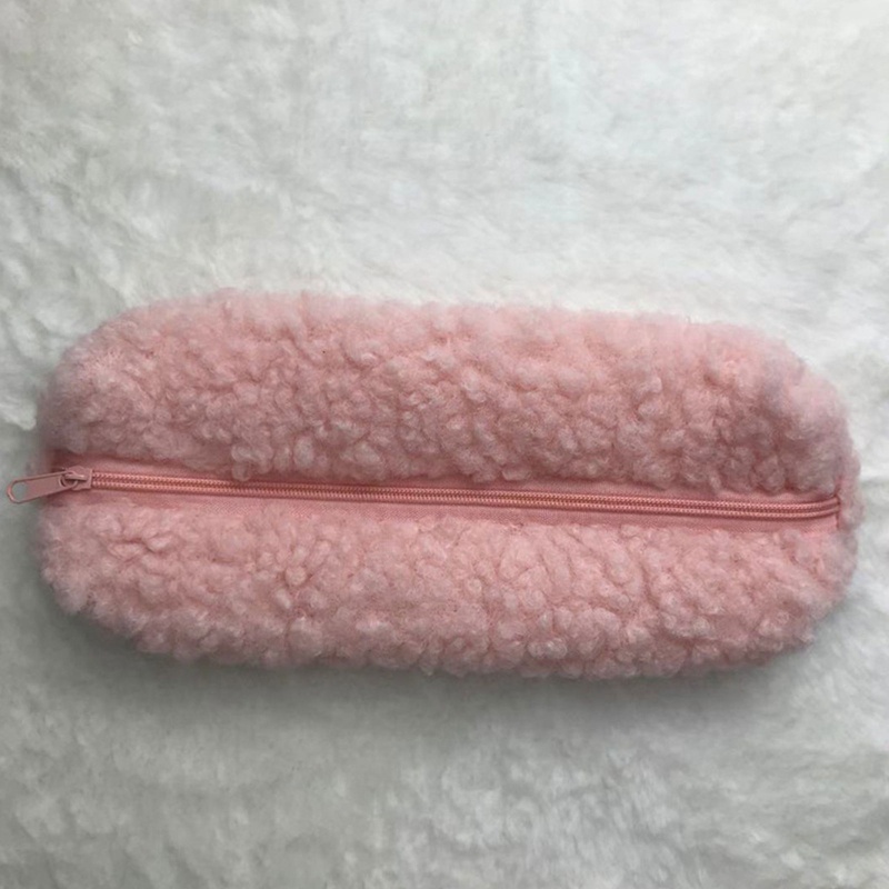 Túi Đựng Bút Bằng Len Lông Cừu Có Khóa Kéo Đa Năng Phong Cách Hàn Quốc Cho Tuổi Teen / Văn Phòng / Học Sinh