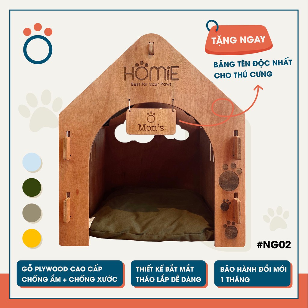 ✨NHÀ GỖ CHÓ MÈO ✨Nội thất thú cưng Homie Việt Nam sử dụng gỗ Plywood [TẶNG BẢNG TÊN THÚ CƯNG ]