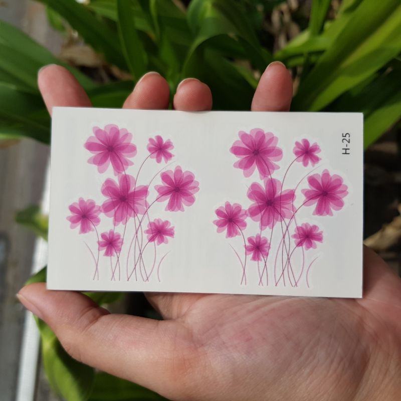 Hình xăm hoa màu loang h26. Xăm dán tatoo mini tạm thời, size &lt;10x6cm