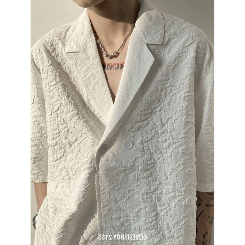 Bộ Đồ Ngủ Pijama Dáng Rộng Tay Lửng Cổ Bẻ Cài Nút Họa Tiết Nổi Phong Cách Mùa Hè 2021