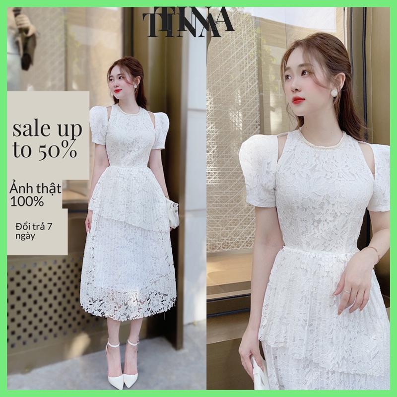 Váy Trắng Váy Thiết Kế Đi Tiệc ,Đi Cưới, Ăn Hỏi Cô Dâu Váy Trắng Trễ Vai Xếp Ly Tiểu Thư Sang Chảnh ( ảnh thật)- v115