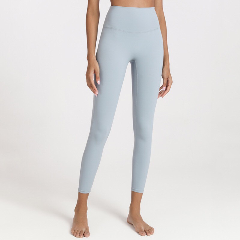 Quần legging thể thao không đường may lưng cao màu trơn cho nữ