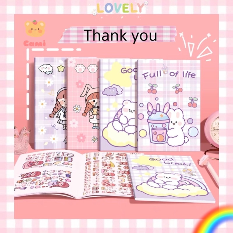 Sổ chiết lưu trữ sticker và washi tape khổ A5, nhiều hình cute