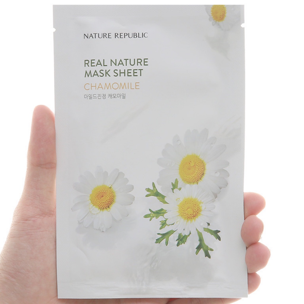 Mặt Nạ Hoa Cúc Nature Republic Real Nature Chamomile Mask Sheet làm dịu da và se khít lỗ chân lông 23ml